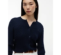 Tommy Hilfiger Women's Cable Knit Crewneck Cardigan Sweater
