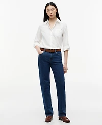 Tommy Hilfiger Women's Classic Poplin Roll-Tab Long-Sleeve Shirt
