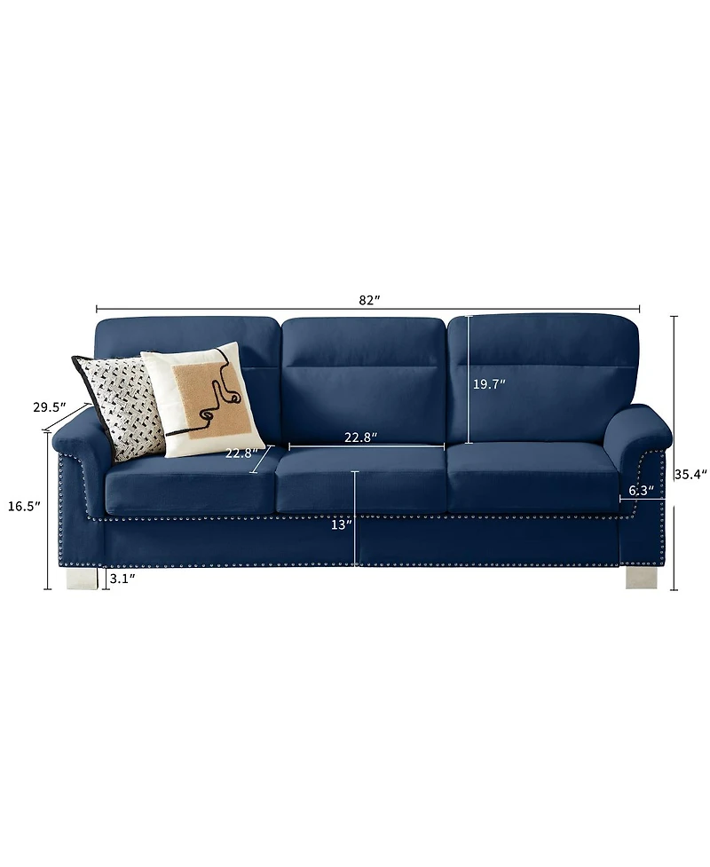 Streamdale Furniture 82" Modern Snowfleece 3-Seater Sofa, Blue