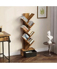 Yigii 7-Tier Rustic Tree Shelves, Space-Saving, Sturdy Design, Easy Assembly, Multi-Use