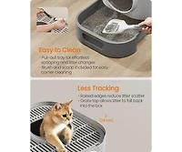 Cozito Xl Enclosed Cat Litter Box with Slide-Out Tray, Grate Top, Leak-Resistant Base, 3-Mode Door