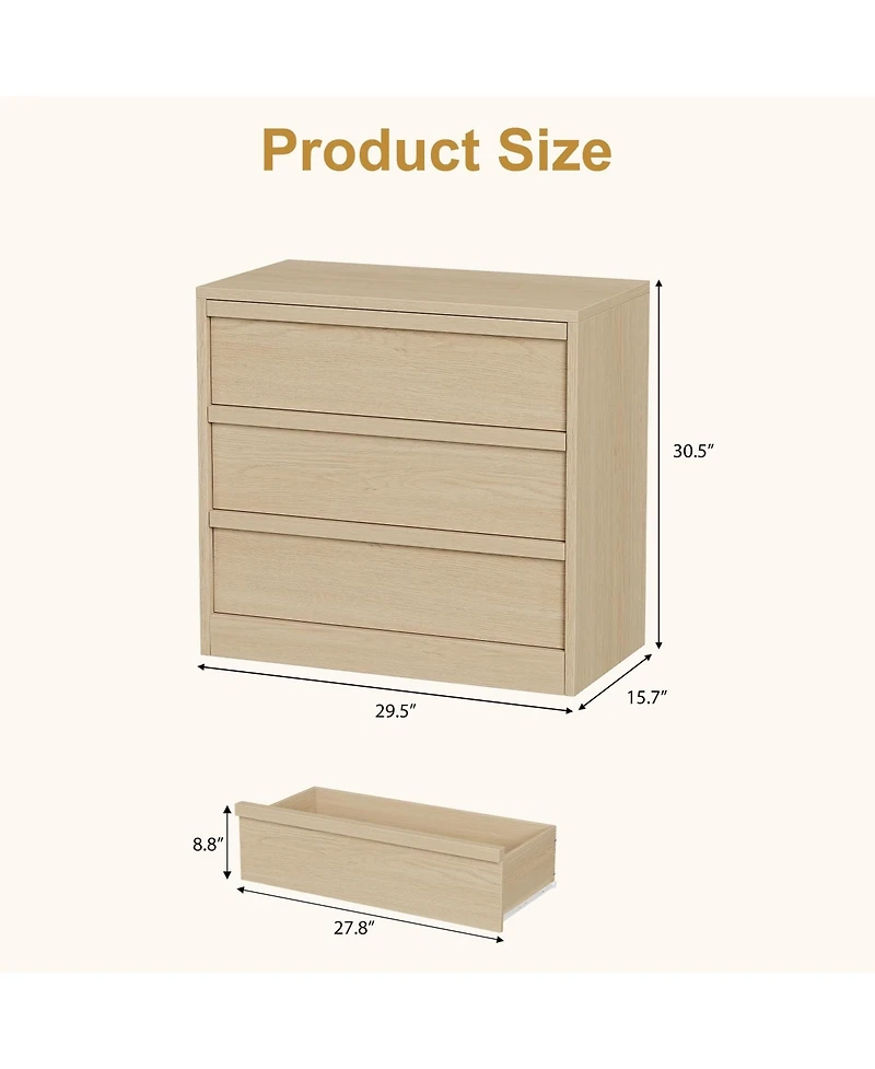 Gaomon 3 Drawer Dresser for Bedroom Nightstand Chest of Drawers with Large Storage