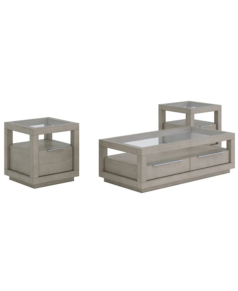 Tivie 3-Pc. Wood Modern Coffee and End Table Set