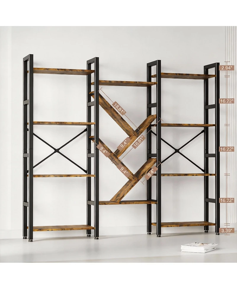 Yigii 70x70" Triple Wide Multifunctional Bookshelf - Modern Tree Design.