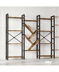 Yigii 70x70" Triple Wide Multifunctional Bookshelf - Modern Tree Design.