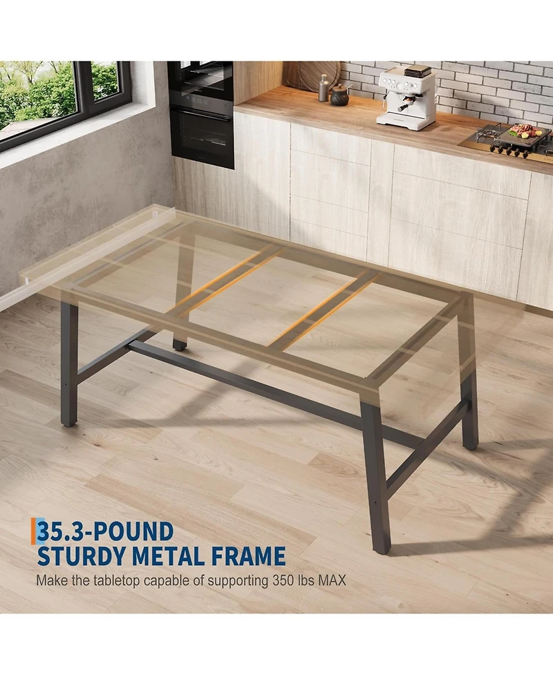 Gaomon Kitchen Table Industrial Dining Table for 4-6 People 63 in Long Wooden Kitchen Table