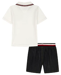 Tommy Hilfiger Baby Boys' Polo Collar T-Shirt & Ribbed Waistband Shorts, 2-Piece Set