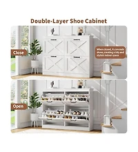 gaomon Entryway Shoe Cabinet with 4 Flip Drawers, Wide Shoe Storage Organizer Cabinet, Durable and Stylish, Hidden Freestanding Shoe Rack Cabinet