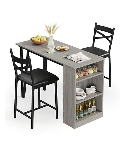 Gaomon Kitchen Table 3Piece 36in Wooden Counter Height Dining Table Setfor Dining Room, Home Office, Living Room