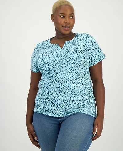 Style & Co Plus Short-Sleeve Henley Top
