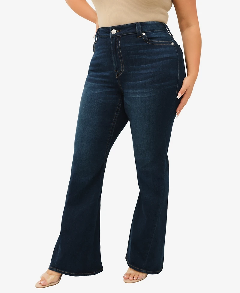 True Religion Plus Joey Flare Mid Rise Flap Jeans