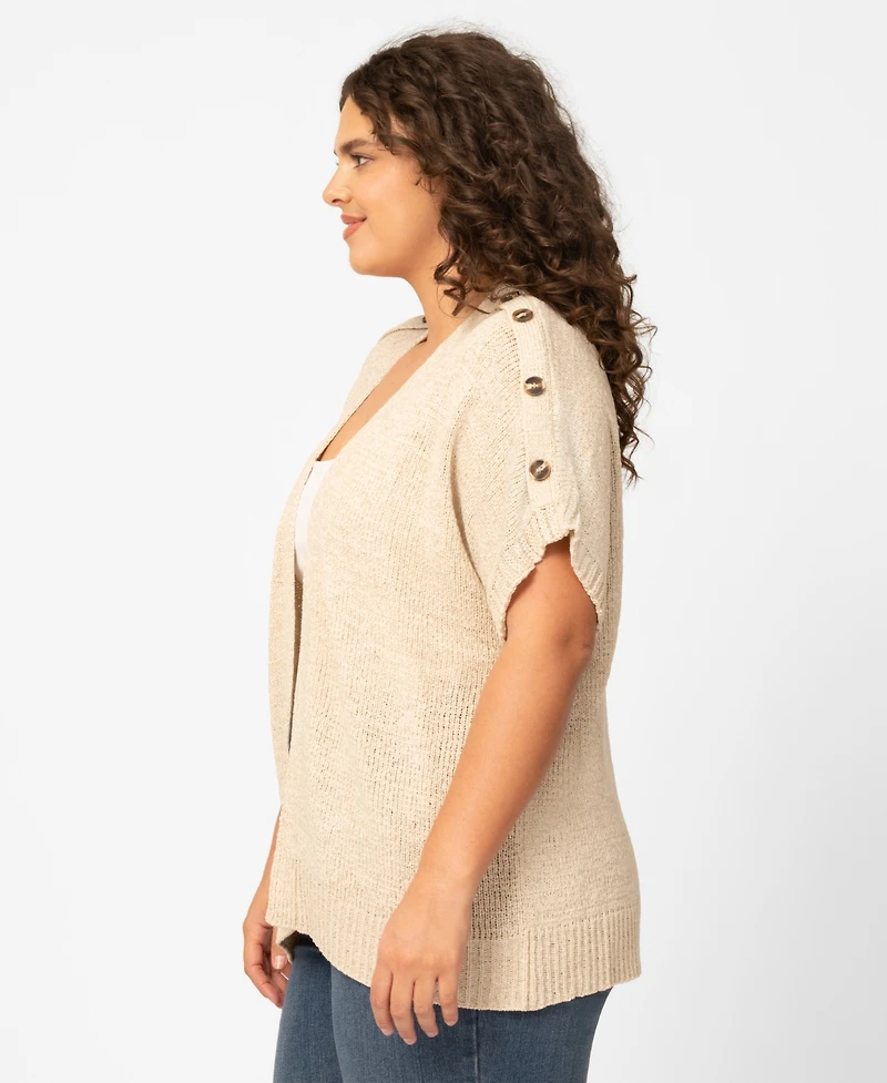 Melissa Paige Plus Size Button Shoulder Flyaway Open Front Cardigan, Macy's Exclusive