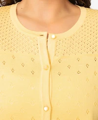 Melissa Paige Plus Size Diamond Pointelle Elbow-Sleeve Cardigan, Macy's Exclusive