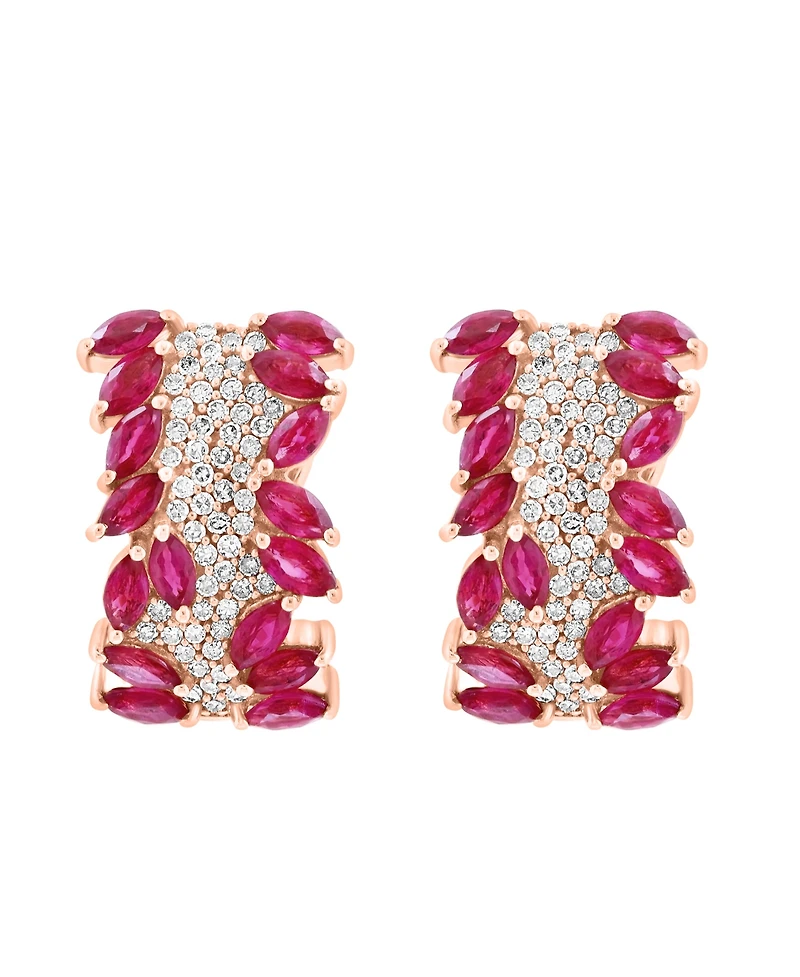 Effy Ruby (3-5/8 ct. t.w.) and Diamond (1/2 ct. t.w.) Earrings in 14k Rose Gold