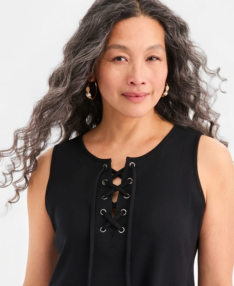 Style & Co Women's Lace-Up Sleeveless Dress, Macy's Exclusive