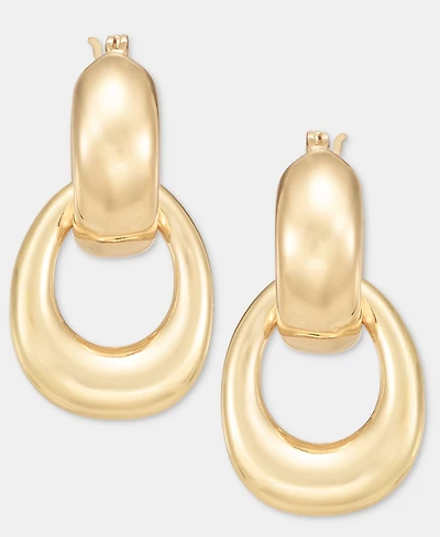 Lauren Ralph Lauren Gold-Tone Puffy Hoop Drop Earrings