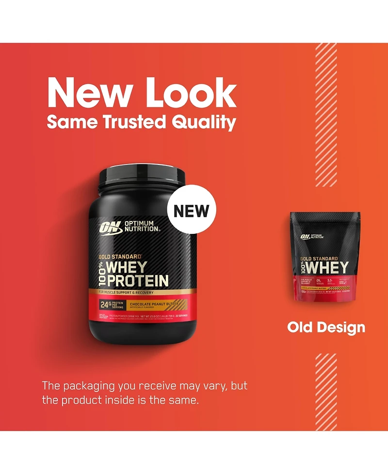 Optimum Nutrition Gold Standard 100% Whey Protein Chocolate Peanut Butter Protein Powder Drink Mix 25.6 oz
