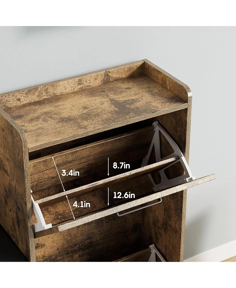 gaomon Shoe Storage Cabinet with Shoe Bench, Framhouse Shoe Cabinet with 4 Flip Drawers & Padded Seat Cushion