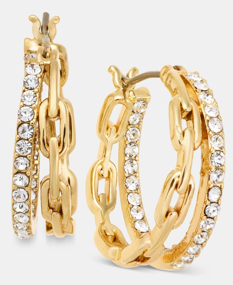 Karl Lagerfeld Paris Chain Pave Split Hoop Earrings