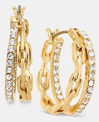Karl Lagerfeld Paris Chain Pave Split Hoop Earrings