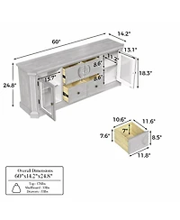 Homsee White opening and closing storage cabinet, modern minimalist multifunctional cabinet, pantry