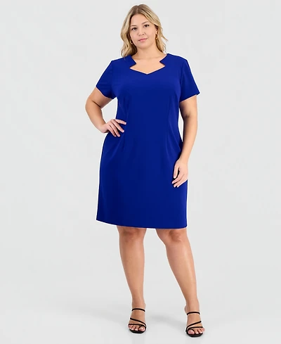 Connected Plus Scuba Crepe Cutout-Neck Sheath Dress