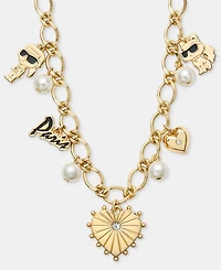 Karl Lagerfeld Paris Crystal & Imitation Pearl Mixed Charm Collar Necklace, 16" + 3" extender