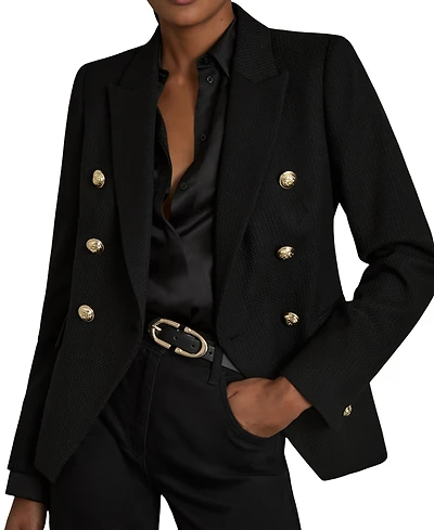Reiss Women's Tailored Fit Textured Double Breasted Blazer