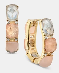 Anne Klein Small Crystal & Stone Huggie Hoop Earrings, 1"