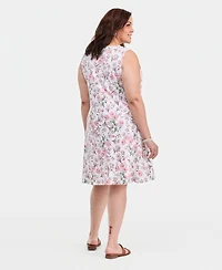 Style & Co Plus Floral-Print Lace-Up Dress