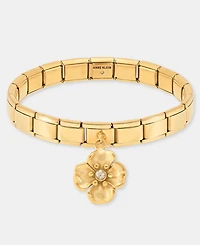 Anne Klein Pave Flower Charm Stretch Bracelet