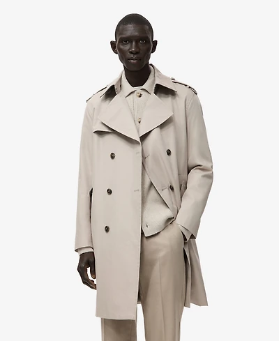 Mango Men's Water-Repellent Belted Trench Coat