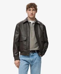 Mango Men's Pockets Faux-Leather Jacket