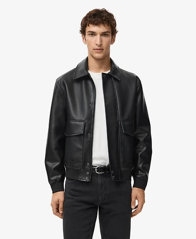 Mango Men's Pockets Faux-Leather Jacket