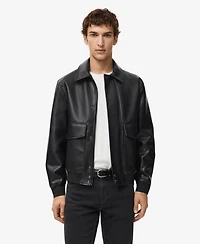 Mango Men's Pockets Faux-Leather Jacket
