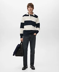 Mango Men's Striped Polo Sweatshirt