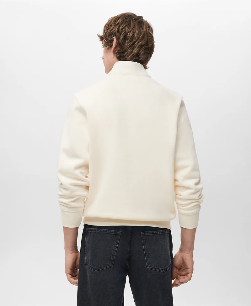 Mango Men's Regular-Fit Cotton Zipper Sweatshirt
