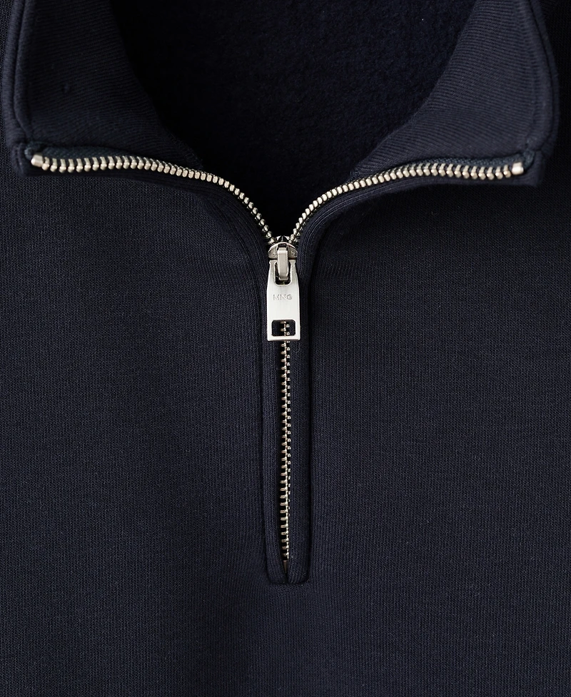 Mango Men's Regular-Fit Cotton Zipper Sweatshirt