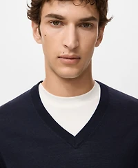 Mango Men's Merino Wool V-Neck Sweater