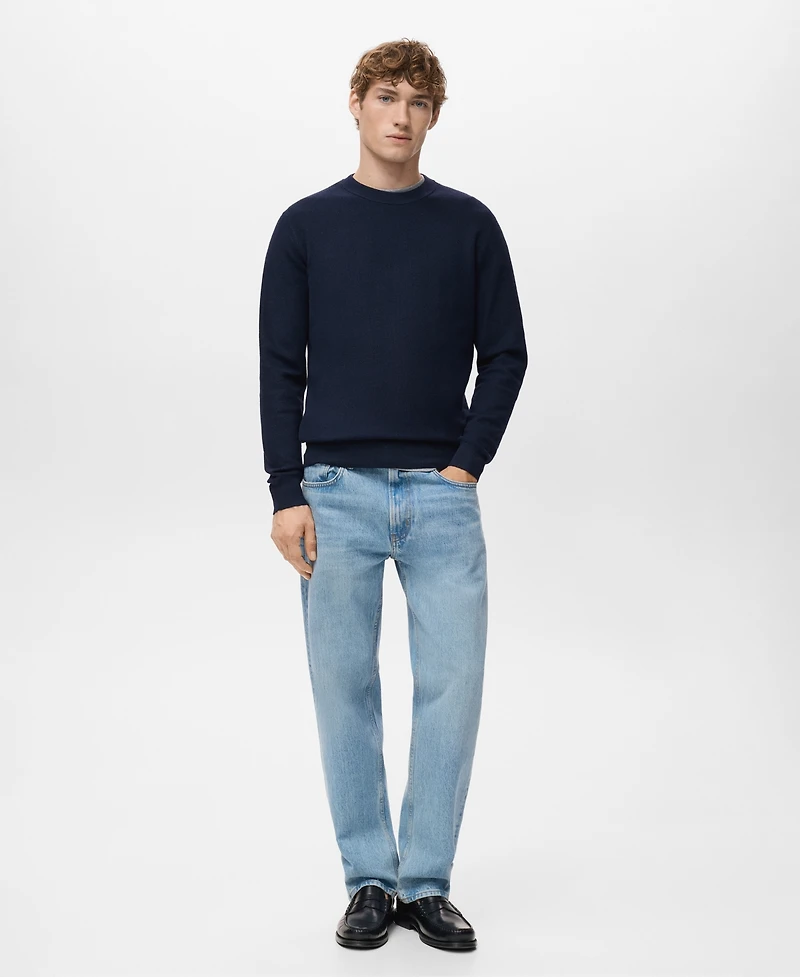 Mango Men's Microstructured Cotton Knitted Sweater