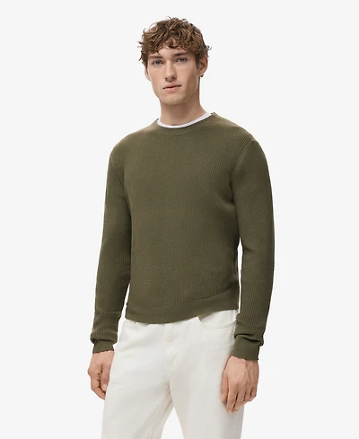 Mango Men's Fine Rib-Knit Cotton Sweater