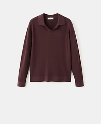 Mango Men's Cotton-Blend Ribbed Polo Sweater
