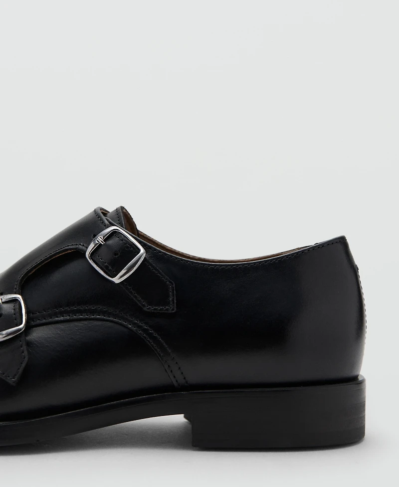 Mango Men's Double Buckle Leather Shoes