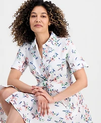 Charter Club Petite Linen Shannons Garden Tie-Front Dress, Macy's Exclusive
