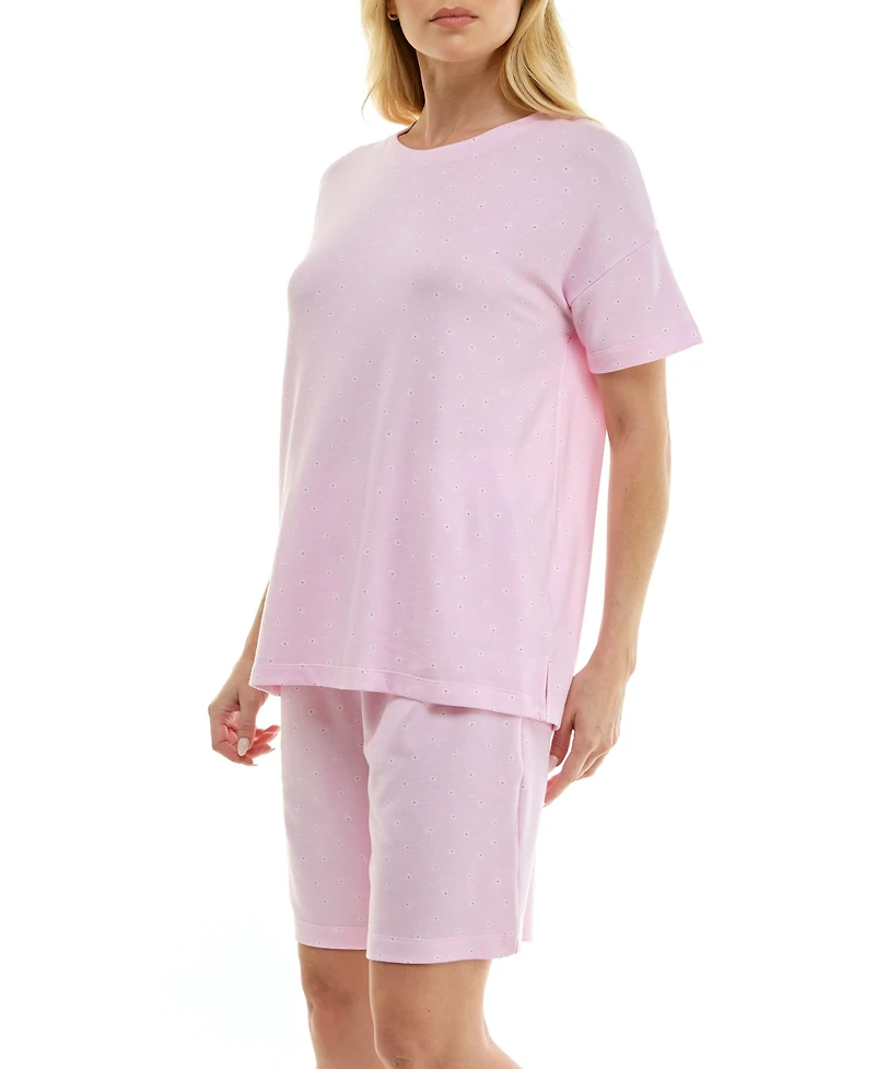 Roudelain Women's Short-Sleeve Drop Shoulders Top & Shorts, 2-Piece Set