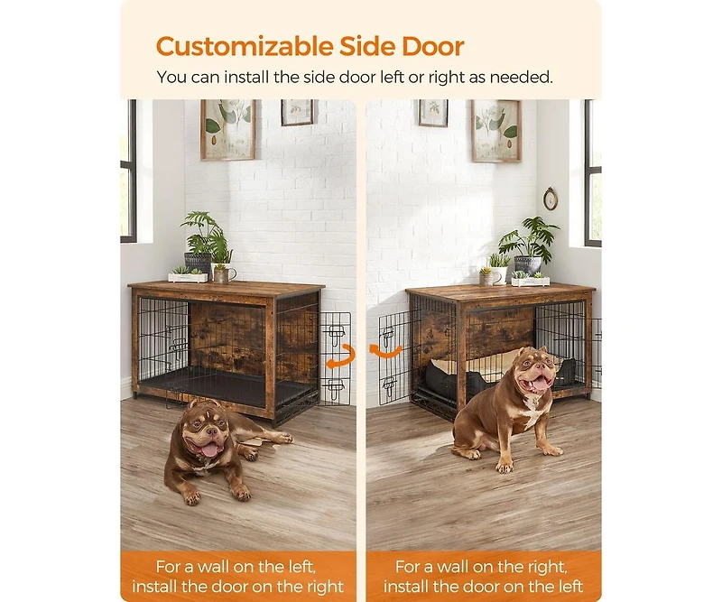 Cozito Indoor Dog Crate Furniture with Double Doors, Reversible Side Door, Removable Tray, 38.6" L, Top 154 lb