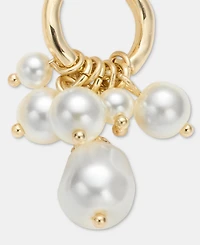 Anne Klein Imitation Pearl Charm Huggie Hoop Earrings