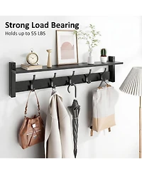 Yigii Vintage Brown Wall Coat Rack with Shelf & Hooks