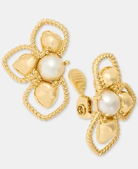 Anne Klein Imitation Pearl Half Cluster Clip-On Drop Earrings