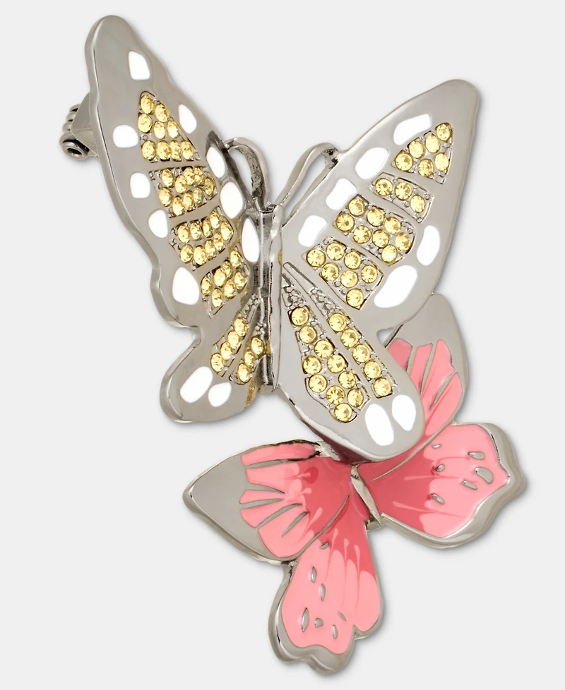 Anne Klein Pave Double Butterfly Pin
